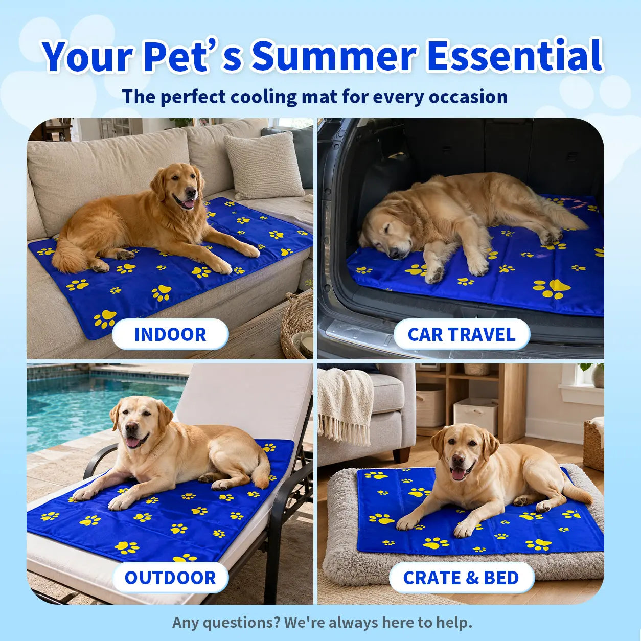 Dog Cooling Mat, Reusable Gel Cooling Pad for Dogs & Cats, Waterproof Scratch-Resistant Pet Cooling Bed for Home, Car, Crate & Outdoor Small Apartment Gear