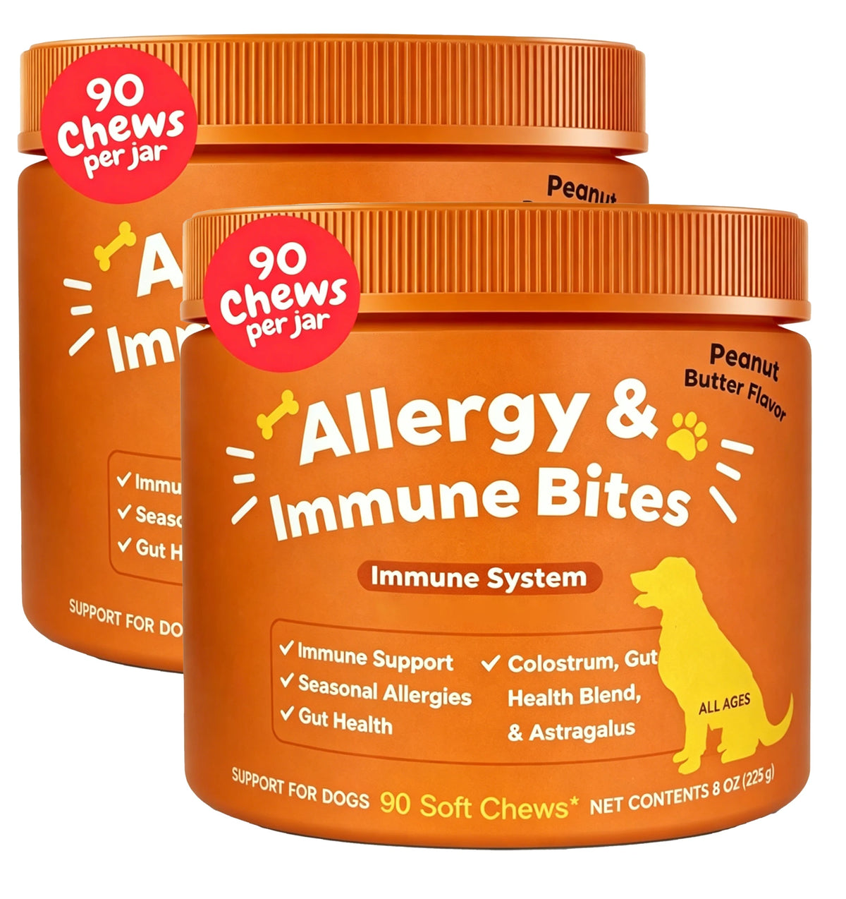 Dog Allergy & Immune Bites for Samll Medium Large, Dog Probiotics Chews for Itchy Skin and Ears - Lamb, Peanut Butter, Salmon