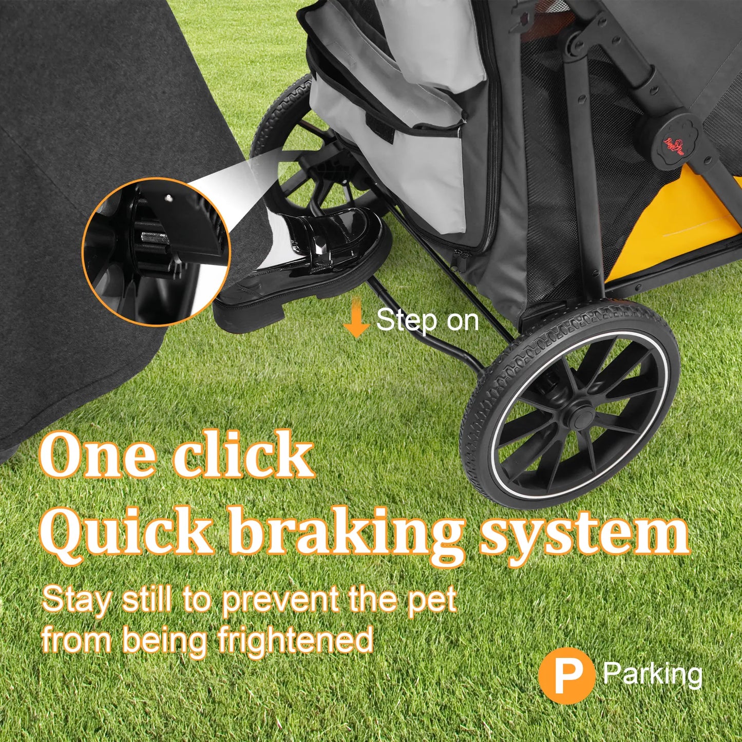 Bingopaw 1-Touch Foldable Puppy Stroller for Medium Dogs - Heavy-Duty Oxford Cloth Dog Carrier, Rear Storage Bag, Breathable Mesh, Viewing Window, Ideal for Old/Injured Pets, Indoor/Outdoor Use