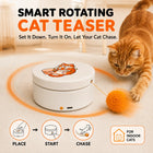 Smart Rotating Cat Teaser, Rechargeable Interactive Cat Toy with 5 Play Modes, Touch-To-Wake, Auto Sleep, Multi-Surface Mounting and Replaceable String for Indoor Cats & Kittens