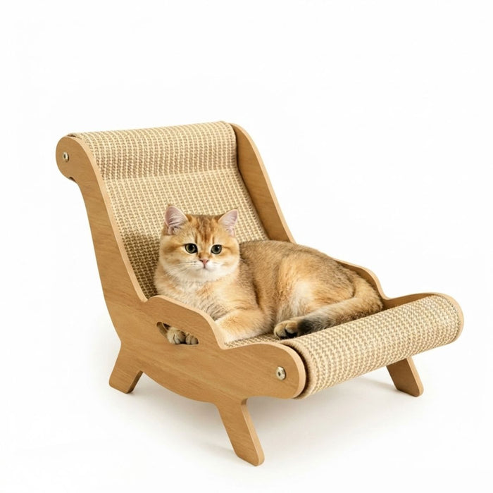 2-In-1 Sisal Cat Scratcher with Hammock & Lounge Chair No Shedding XL Size Breathable Durable All-Season Cat Bed for Claw Sharpening & Rest