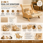 2-In-1 Sisal Cat Scratcher with Hammock & Lounge Chair No Shedding XL Size Breathable Durable All-Season Cat Bed for Claw Sharpening & Rest