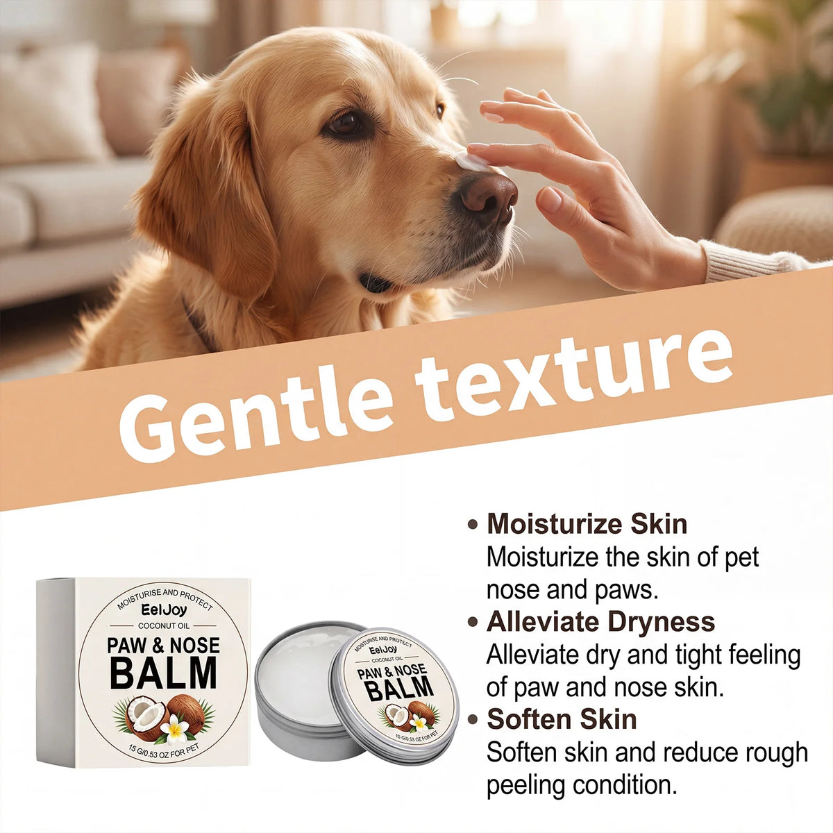 Cat Dog Paw Nose Balm Coconut Scent Natural Paw Protector Moisturizer Cracked Soothing Nourishing Coconut Pet Paw Pad Care Balm