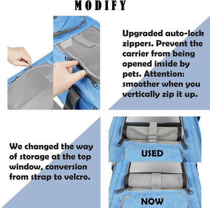 Pet Carrier for Large and Medium Cats,20 Lbs Lightproof Soft Sided Pet Carrier for Large Cat & Small Dog Airline Approved Travel Bag Puppy Carriers Foldable Portable for Outdoor Car Pink or Blue