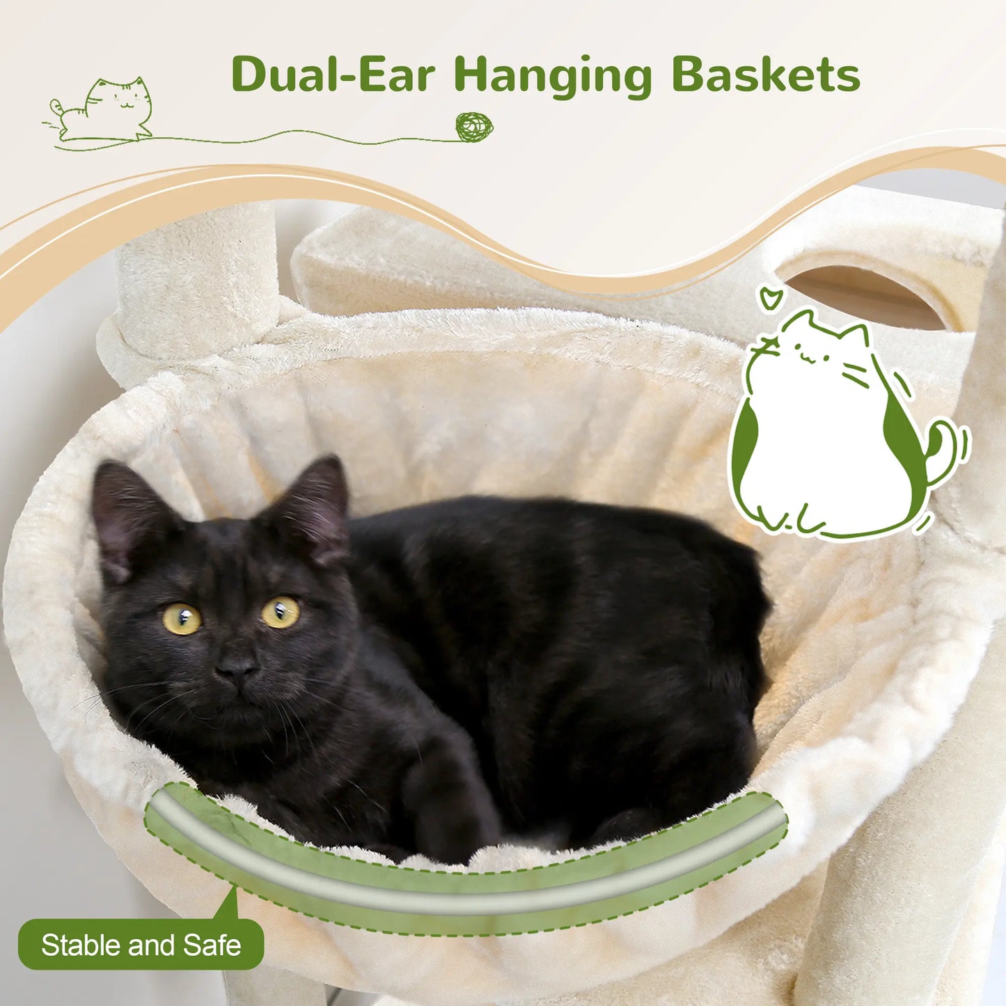 Deskat 78Inches Cat Tree for Large Cats . 2 Cat Condos ; 5 Sisal Posts; 2 Perches; F78C