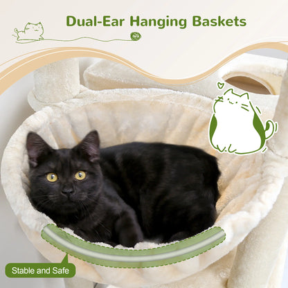 Deskat 78Inches Cat Tree for Large Cats . 2 Cat Condos ; 5 Sisal Posts; 2 Perches; F78C