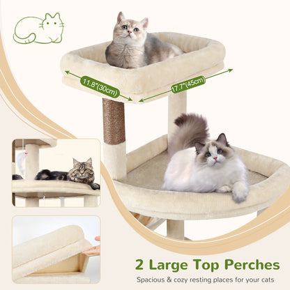 Deskat 78Inches Cat Tree for Large Cats . 2 Cat Condos ; 5 Sisal Posts; 2 Perches; F78C