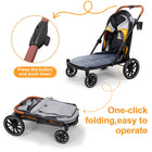 Bingopaw 1-Touch Foldable Puppy Stroller for Medium Dogs - Heavy-Duty Oxford Cloth Dog Carrier, Rear Storage Bag, Breathable Mesh, Viewing Window, Ideal for Old/Injured Pets, Indoor/Outdoor Use