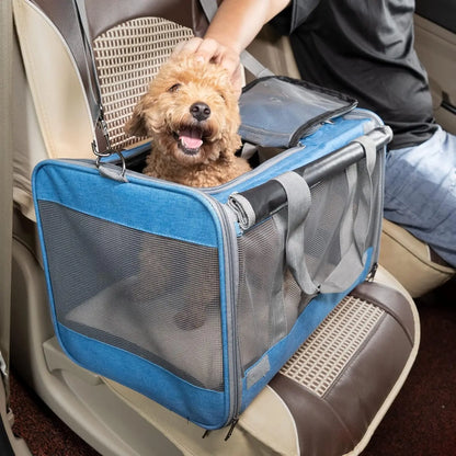Pet Carrier for Large and Medium Cats,20 Lbs Lightproof Soft Sided Pet Carrier for Large Cat & Small Dog Airline Approved Travel Bag Puppy Carriers Foldable Portable for Outdoor Car Pink or Blue