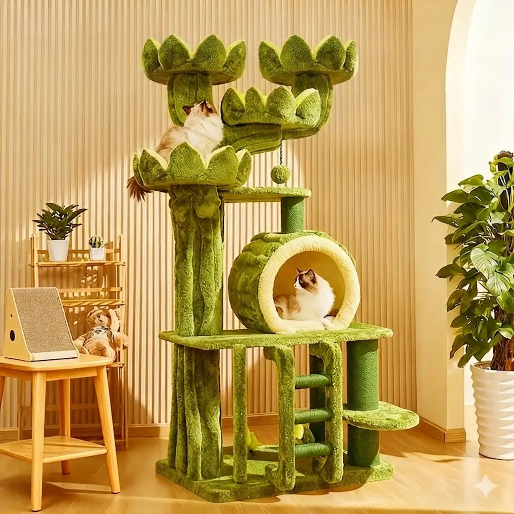 80.3 Inches Tall Cat Tree for Indoor Cats, Multi-Level Cat Tower with Cat Condos, Top Perches, Cozy Basket,Hammocks, Large Pet Activity Structure
