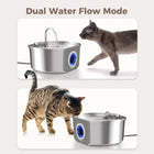 Neareal Oval Stainless Steel Automatic Pet Feeder - 108Oz/3.2L Fountain for Dogs & Cats with Water Level Window, Drinking Water Bowl, Power Supply, Hydration Boost, Easy to Clean, Odor-Eliminating Gift, Automatic Water Feeder