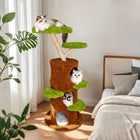 Bingopaw Cat Tree Large Cat Tower with Sturdy Wooden Frame Sisal Rope Scratching Post Modern Cat Condo for Indoor Cats Green Brown Multi Level Fun for Active Cats