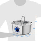 Neareal Oval Stainless Steel Automatic Pet Feeder - 108Oz/3.2L Fountain for Dogs & Cats with Water Level Window, Drinking Water Bowl, Power Supply, Hydration Boost, Easy to Clean, Odor-Eliminating Gift, Automatic Water Feeder
