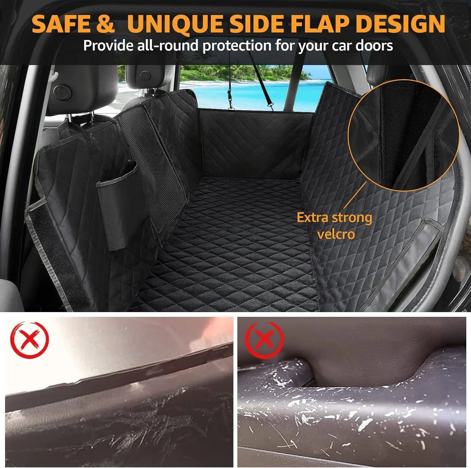 Nzonpet Dog Back Seat Covers for Trucks, 100% Waterproof with Big Mesh Window, XL Nonslip Scratchproof Dog Truck Hammock, Heavy Duty Seat Covers for Full Sized Pickup Trucks F150- Black