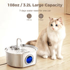 Neareal Oval Stainless Steel Automatic Pet Feeder - 108Oz/3.2L Fountain for Dogs & Cats with Water Level Window, Drinking Water Bowl, Power Supply, Hydration Boost, Easy to Clean, Odor-Eliminating Gift, Automatic Water Feeder