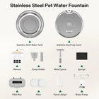Round One Cat Water Fountain Stainless Steel - 3.2L/108Oz Pet Water Fountain for Cats Indoor - Automatic Pet Watering Dispenser (1 Filter) Pat Water Fountain