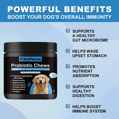 Probiotics for Dogs, Support Gut Health, Occasional Diarrhea, Digestive Health & Seasonal Allergies - Salmon Flavor, 100 Soft Chews