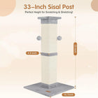 33 Inch Grey Cat Scratching Post for Indoor Cats, Cat Tree for Full-Body Stretching, Protect Your Furniture
