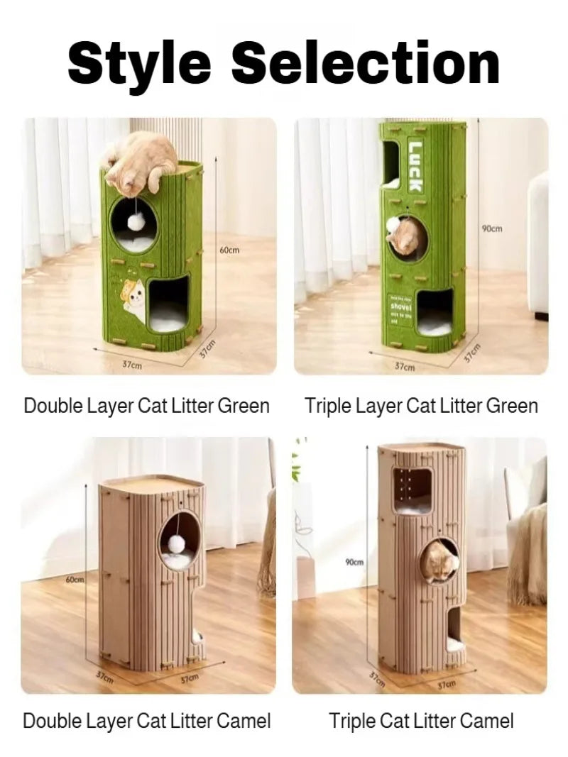 Multi Level Cat Tree with Enclosed Cat House Sisal Scratching Posts Multi Layer Climbing Activity Center for Indoor Cats All
