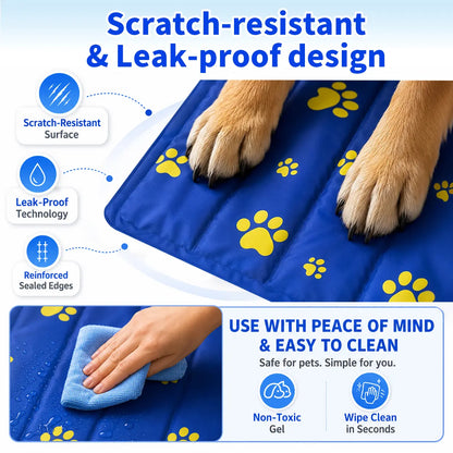 Dog Cooling Mat, Reusable Gel Cooling Pad for Dogs & Cats, Waterproof Scratch-Resistant Pet Cooling Bed for Home, Car, Crate & Outdoor Small Apartment Gear