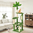 [Backtoschool] Wecharmer Cat Tree / Tower for Indoor with Green Leaves, Cat Condo Cozy Plush House, Pet House with Cat Scratching Posts