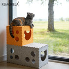 Cat Tunnel Interactive Cat House Foldable Cat Hideout Oversized Felt Cat Scratching Board and Bed Durable Removable