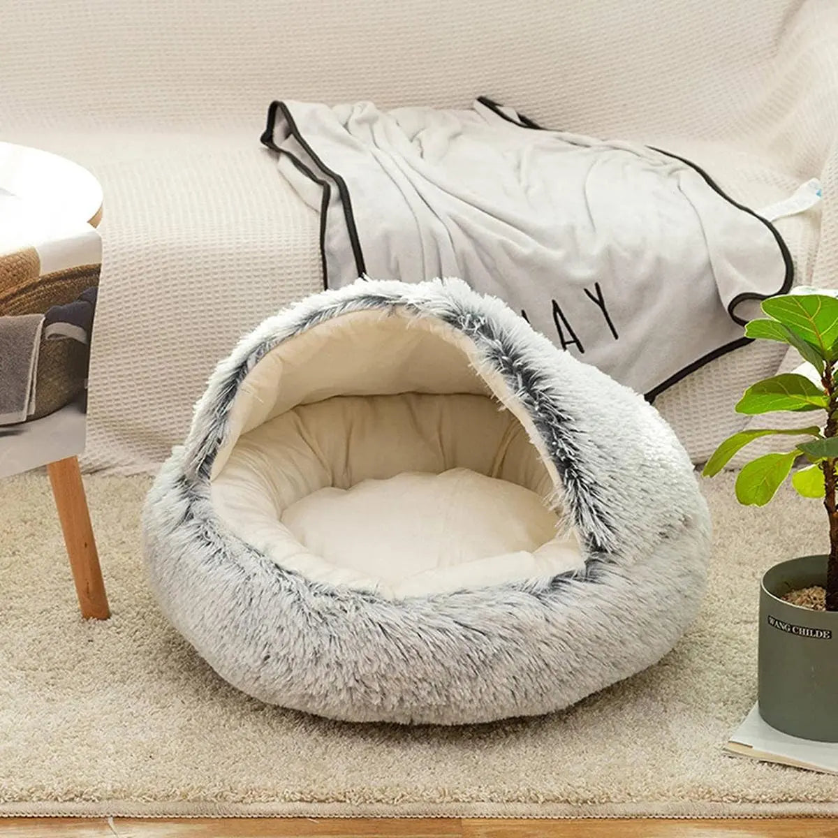 Cat Bed Cat Nest Comfortable Sleeping Cushion for Gifts, Soft Cat Beds with Hood, Anti-Anxiety Dog Bed, Pet Care Supplies, Pet Products, Summer Gift, Cat Furniture Cat Toys for Indoor Cats, Valentine'S Day Gift, Cat Stuff