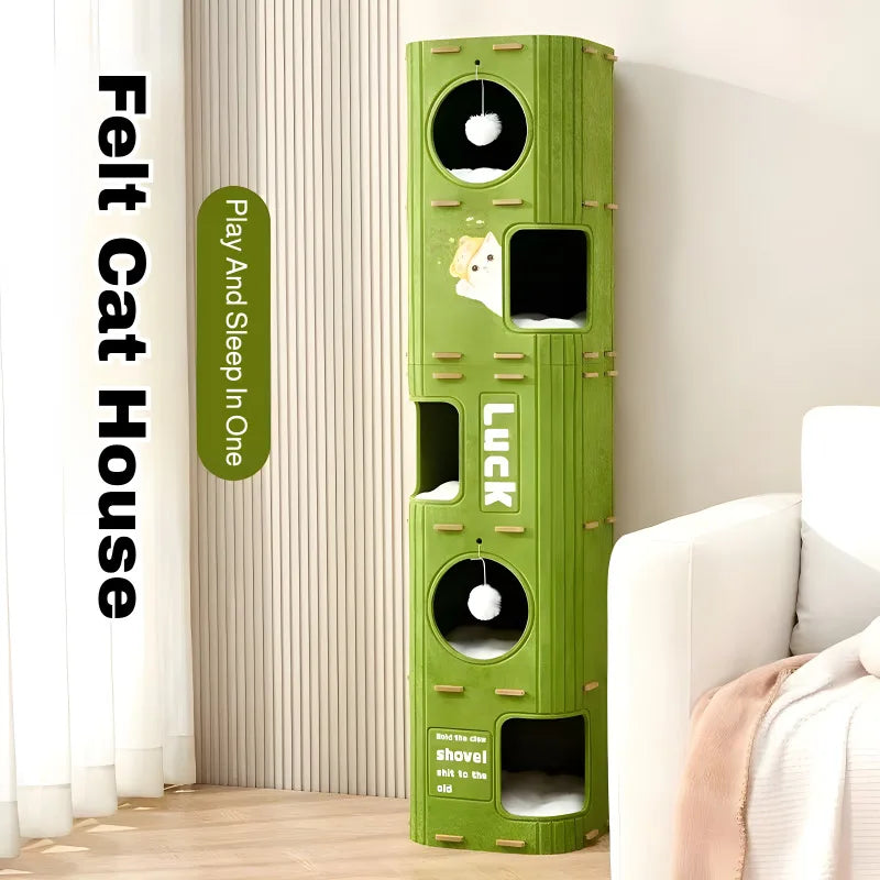 Multi Level Cat Tree with Enclosed Cat House Sisal Scratching Posts Multi Layer Climbing Activity Center for Indoor Cats All