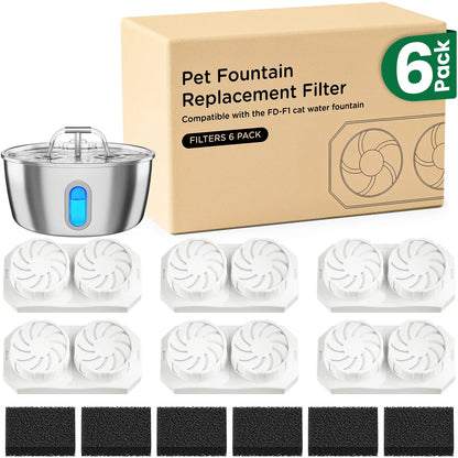 Round One Cat Water Fountain Stainless Steel - 3.2L/108Oz Pet Water Fountain for Cats Indoor - Automatic Pet Watering Dispenser (1 Filter) Pat Water Fountain