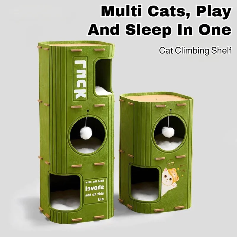 Multi Level Cat Tree with Enclosed Cat House Sisal Scratching Posts Multi Layer Climbing Activity Center for Indoor Cats All