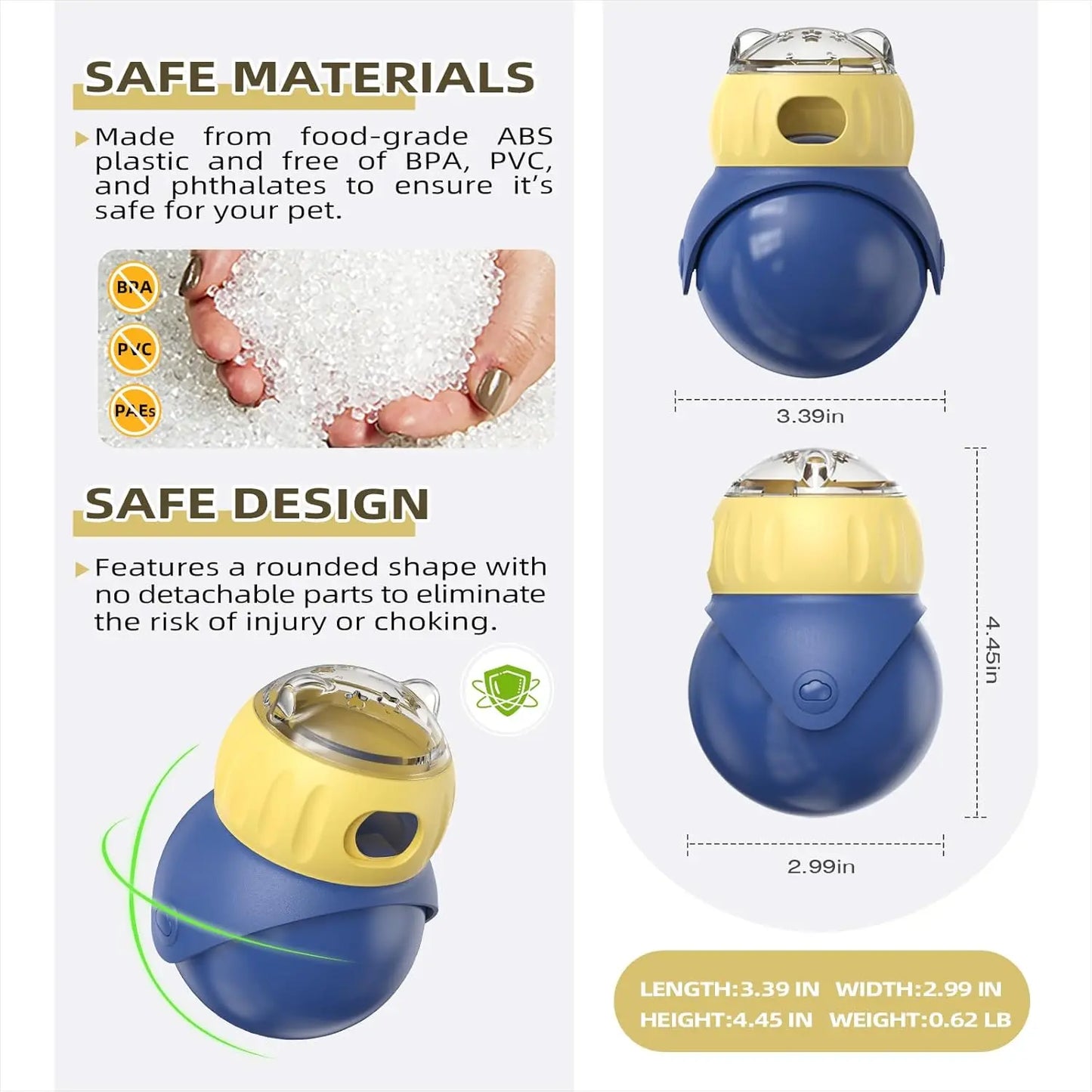 Indoor Cats Weight Loss Wobble Tumbler Feeder Food Dispenser, Fun Sliding Rolling, Enrichment Portion Control Slow Feeder for Kittens & Adult Cats