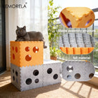 Cat Tunnel Interactive Cat House Foldable Cat Hideout Oversized Felt Cat Scratching Board and Bed Durable Removable