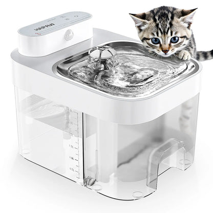 HAPAW Smart Cat Water Fountain, Filter-Free Automatic Pet Water Dispenser with Clean & Used Water Separation, 2.4Ghz Wi-Fi App Control and 5000Mah Battery Backup for Indoor Cats