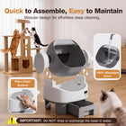 Alifuraha Smart Self-Cleaning Automatic Litter Box - Portable Open-Top, 3.5Lbs-22Lbs Mixed Cats, Large Capacity, App-Free Plug-And-Play, 4-Layer Advanced Safety, Easy-Washable Drum, 15-Day Hands-Free Traveling, Odor Control, Auto/Manual Modes, Portable Li