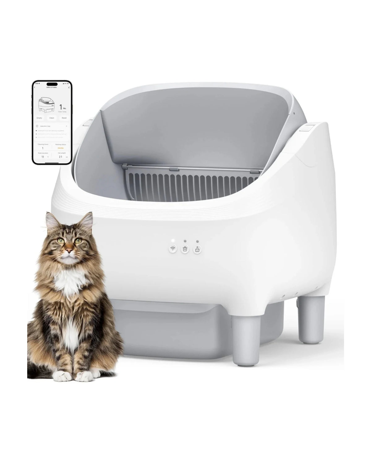 Cumrige Smart Self‑Cleaning Cat Litter Box, App WiFi Control Automatic Cat Toilet, Large Capacity Anti‑Pinch Safety Odor Removal for Multiple Cats Home Use