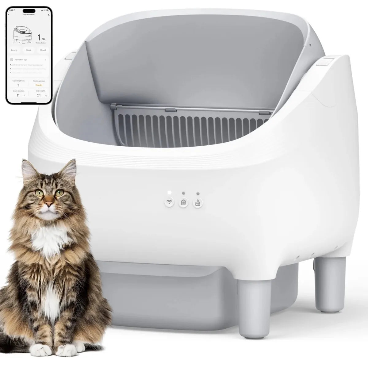 Cumrige Smart Self‑Cleaning Cat Litter Box, App WiFi Control Automatic Cat Toilet, Large Capacity Anti‑Pinch Safety Odor Removal for Multiple Cats Home Use