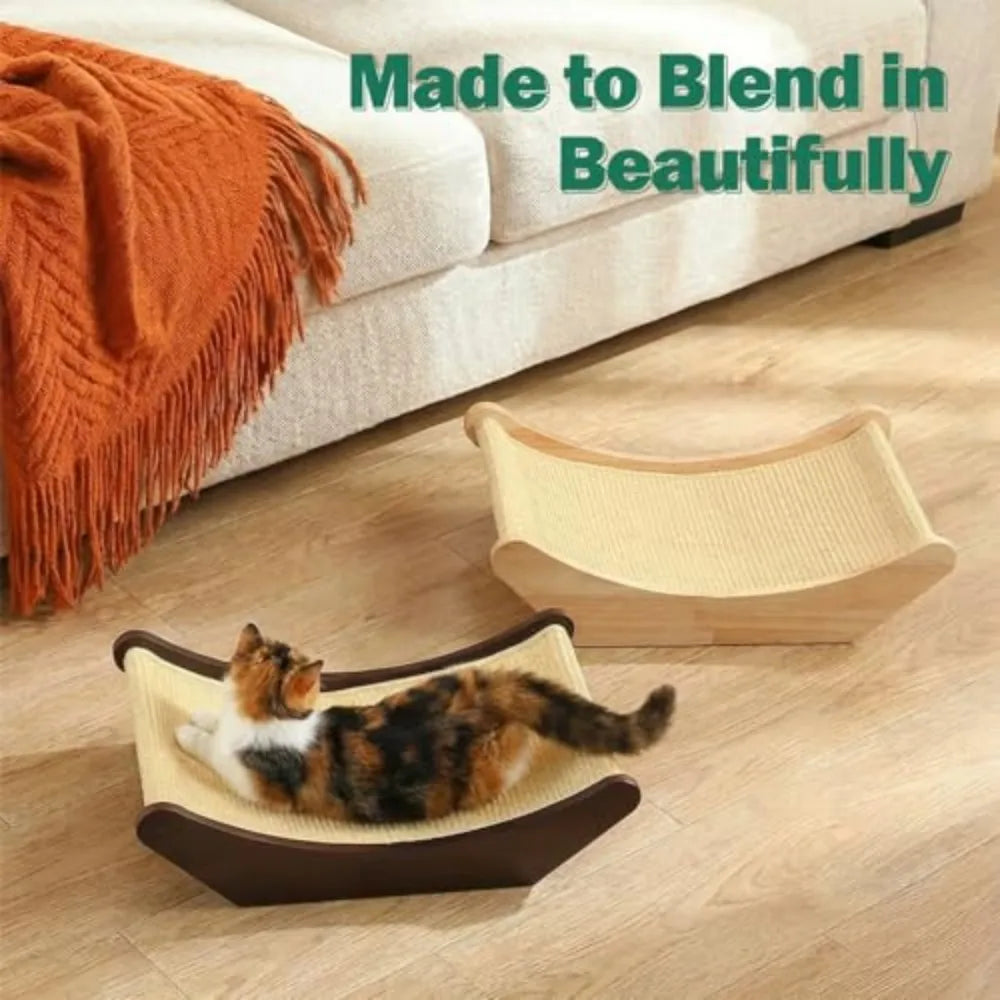 Zakkart Sisal 2-in-1 Cat Scratcher & Lounging Bed (Dark Stained, M)