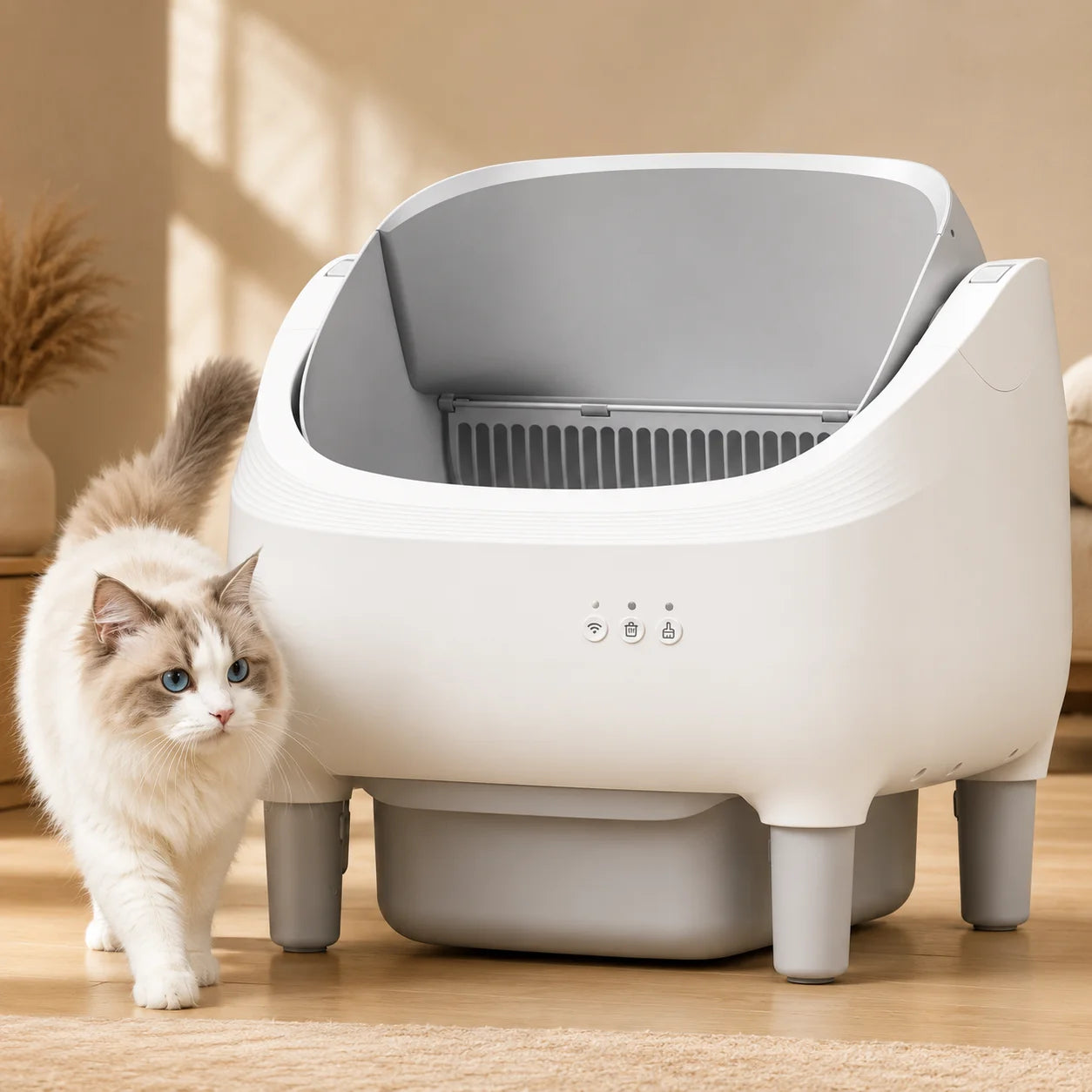 Cumrige Smart Self‑Cleaning Cat Litter Box, App WiFi Control Automatic Cat Toilet, Large Capacity Anti‑Pinch Safety Odor Removal for Multiple Cats Home Use