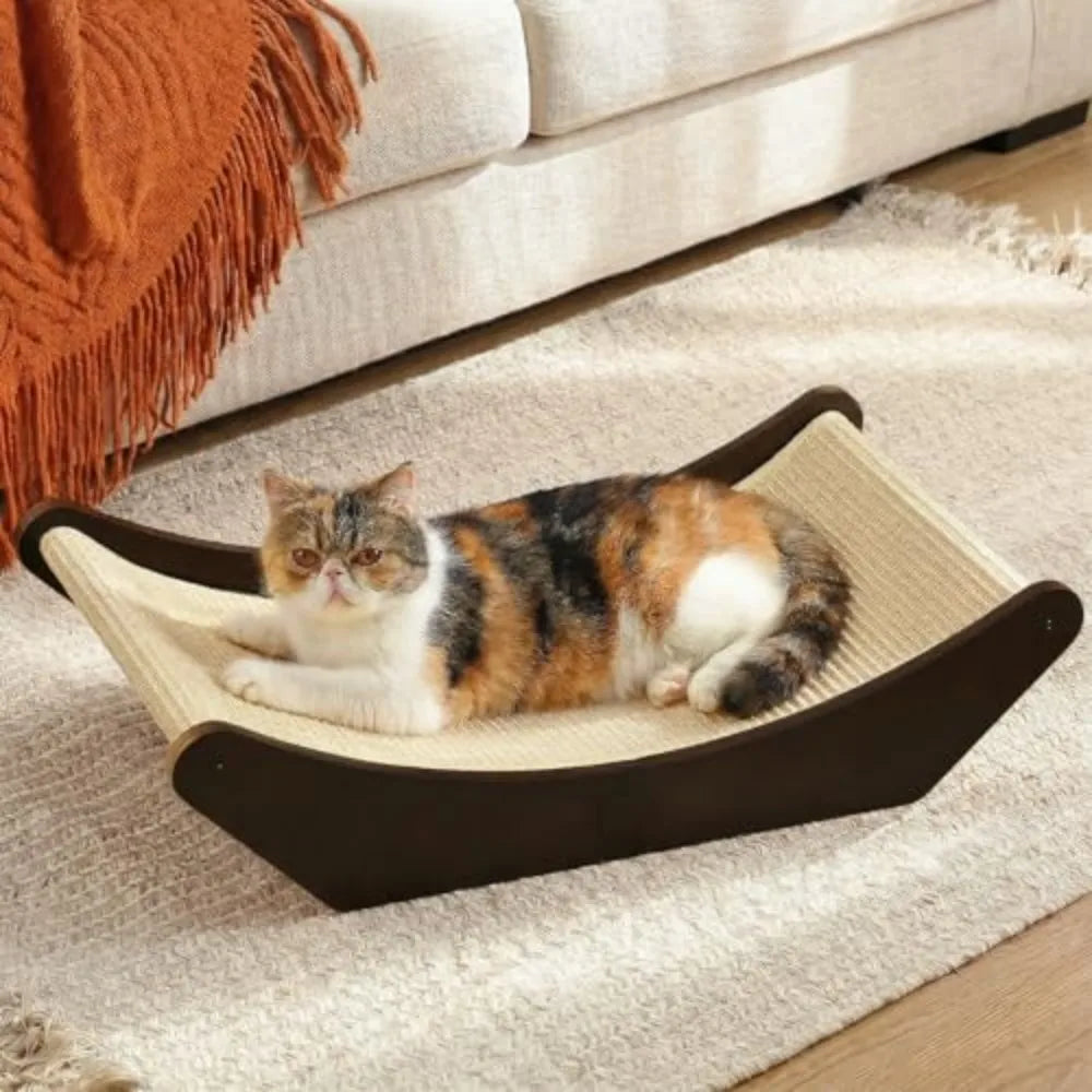 Zakkart Sisal 2-in-1 Cat Scratcher & Lounging Bed (Dark Stained, M)