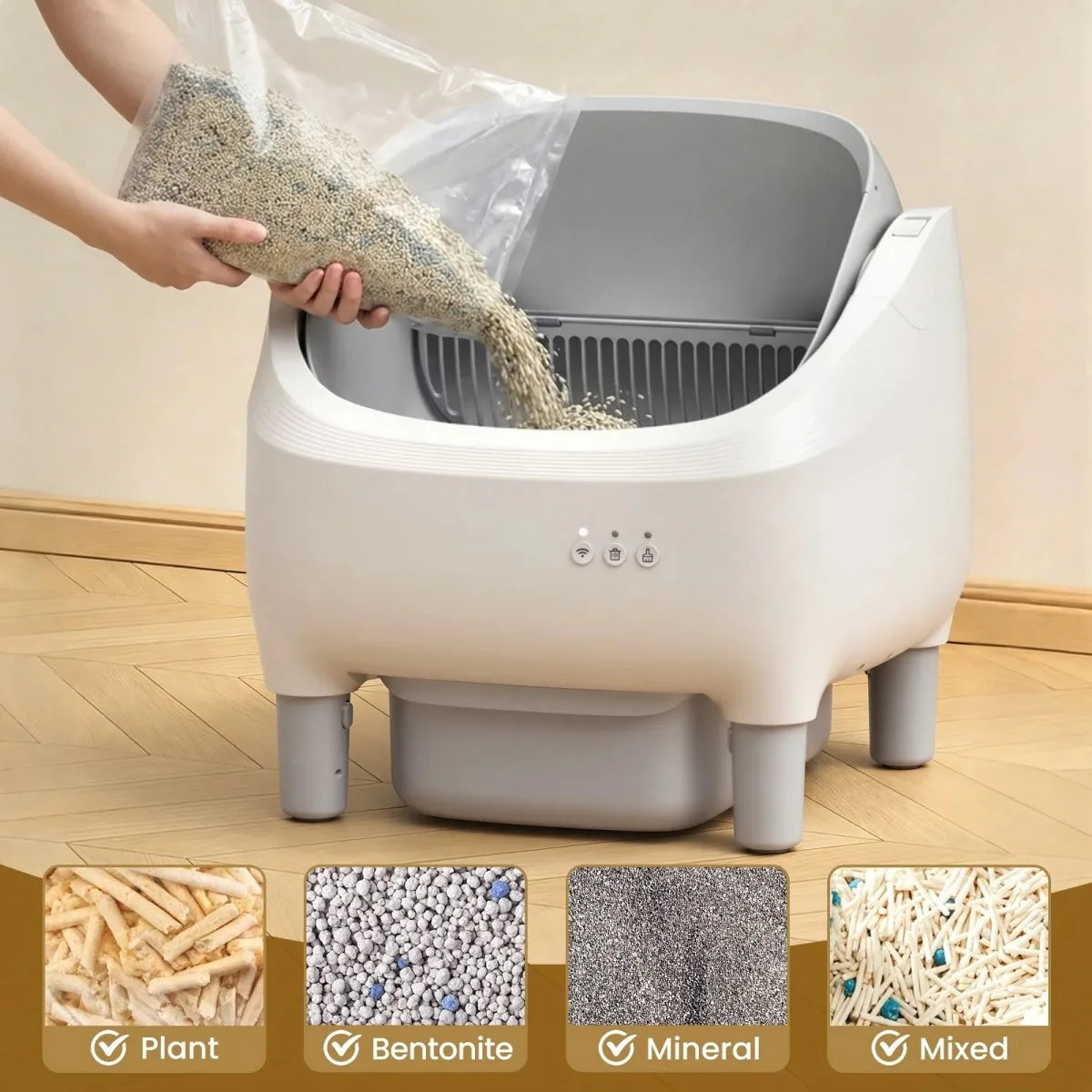 Cumrige Smart Self‑Cleaning Cat Litter Box, App WiFi Control Automatic Cat Toilet, Large Capacity Anti‑Pinch Safety Odor Removal for Multiple Cats Home Use