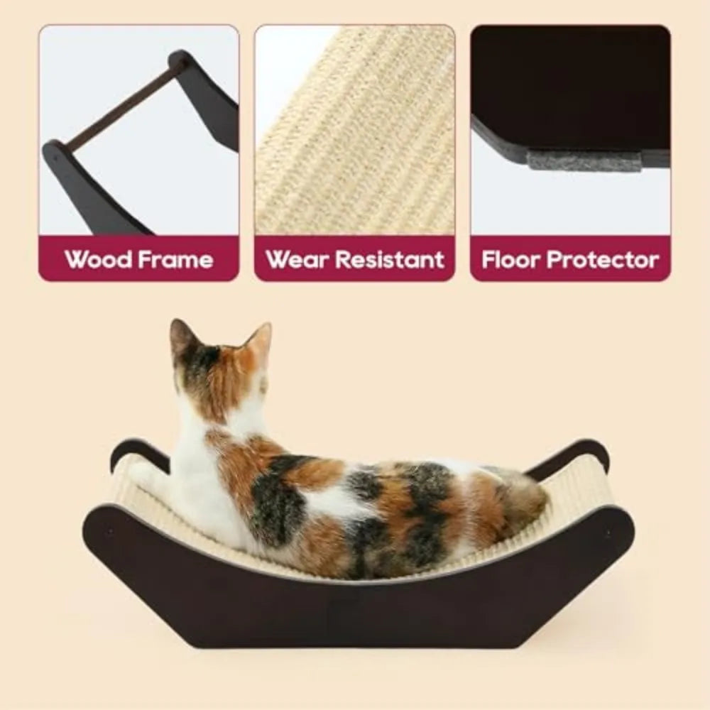 Zakkart Sisal 2-in-1 Cat Scratcher & Lounging Bed (Dark Stained, M)