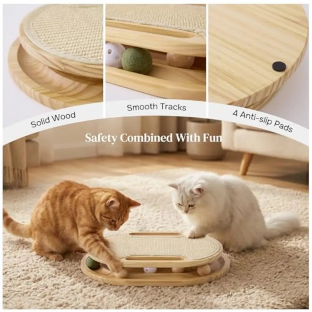 Cat Scratcher with Ball Track Toy, Sisal Scratch Pad for Indoor Use