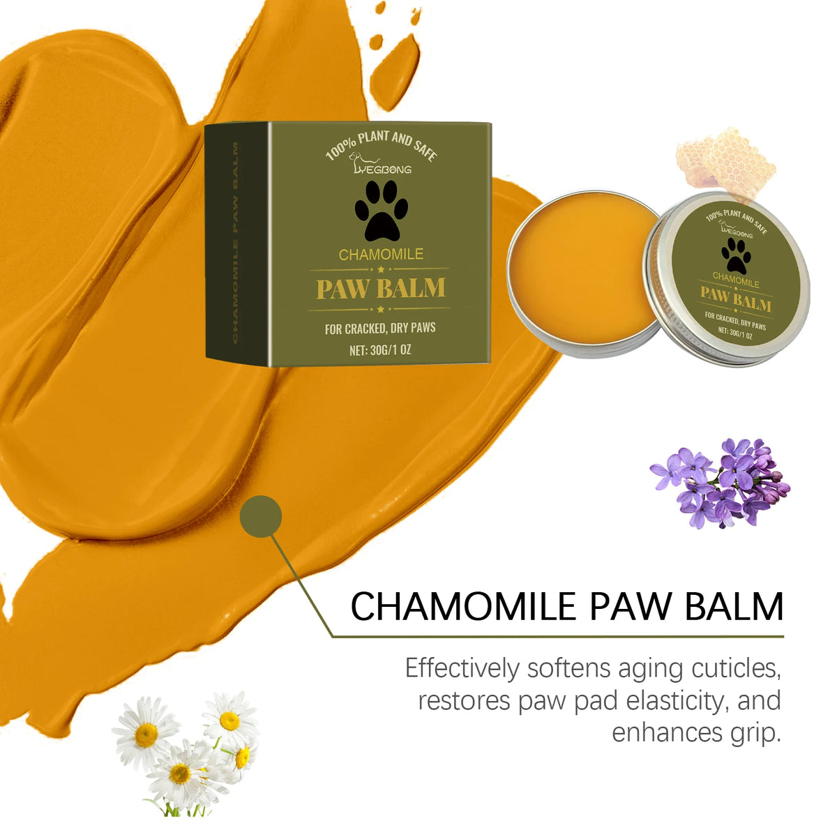 30G Pet Paw Care Balm Gentle Nourishing Skin Enhance Smoothness Repairing Damaged Skin Anti-chapping Softening Protect Pet Paw Balm for Cats & Dogs
