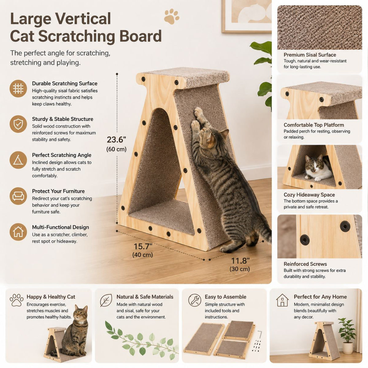 Cat Tree Scratching Board Vertical Cat Scratcher Large