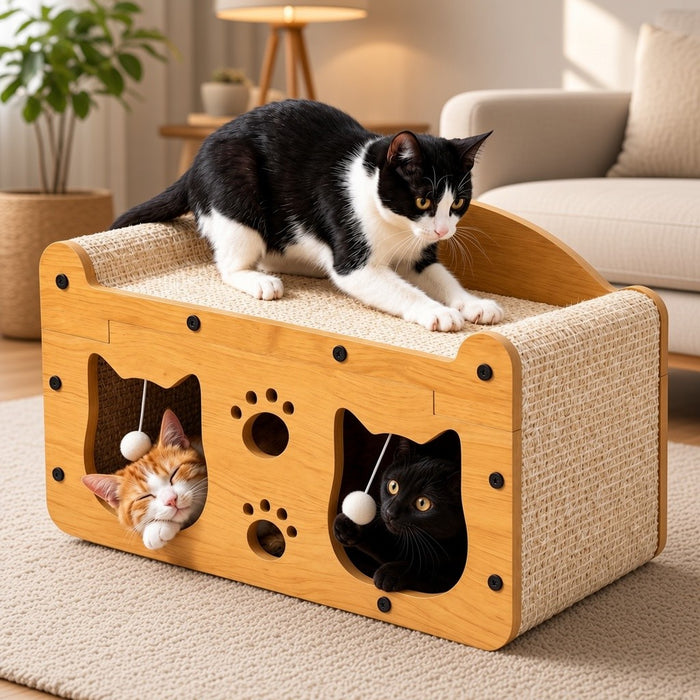 ClawCove™ 2-in-1 Cat Scratcher Bed
