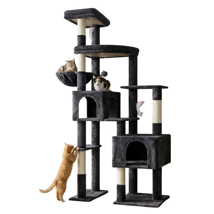 Deskat 78Inches Cat Tree for Large Cats . 2 Cat Condos ; 5 Sisal Posts; 2 Perches; F78C