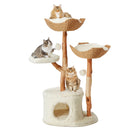 EROMMY Natural Wood Cat Tree - 37-Inch Holiday Edition, Hand-Woven Baskets, Sisal Scratching Posts, Star Scratcher, Festive Santa Hat Design, Wide Base for Calm Play, Washable Cover, Interchangeable Parts, 2 Hanging Stars, Cozy Indoor Tower for 2 Cats