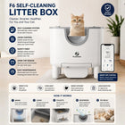 F6 Self-Cleaning Litter Box - Open-Top Automatic Cat Litter Box with Odor Control, Safety Features, and Easy Maintenance