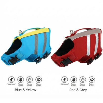 Kuoser Dog Life Jacket, High Flotation Dog Life Vest for Swimming & Boating, Adjustable Dogs Swim Vest with Rescue Handle, XS-XXL Reflective High Visibility Lifejacket for Small Medium Large Dogs