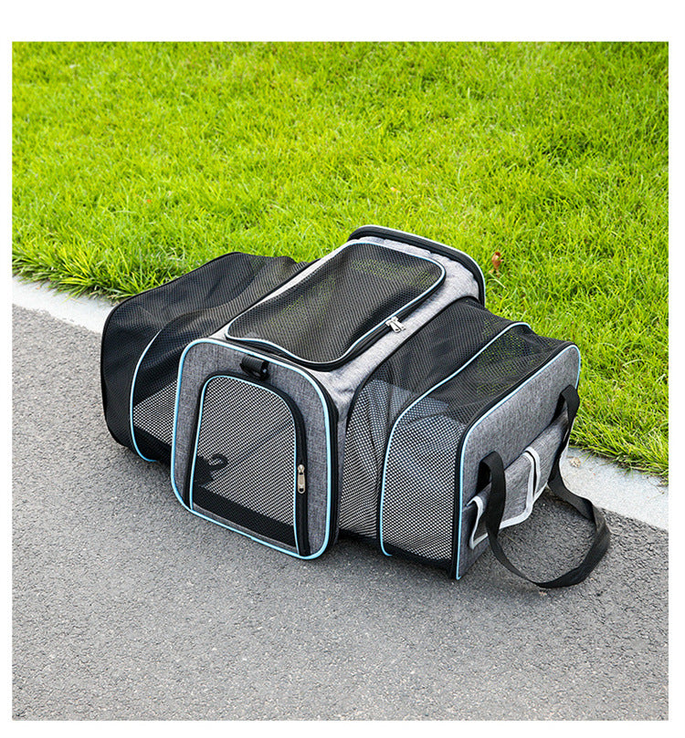 Double Expandable Pet Carrier Soft-sided Breathable Mesh Pet Travel Bag Airline Portable Large Capacity Cats Dogs Carrier Bag